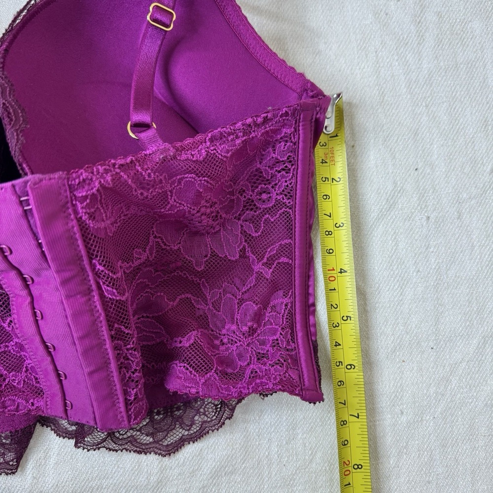 Victoria's Secret Bombshell Plunge Bra Corset Bustier Size 34C Plum Satin Pushup - Picture 6 of 12